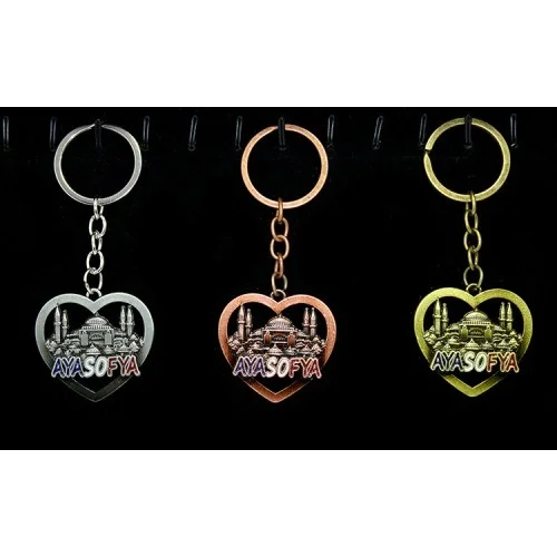 Mey İthalat® Metal Ayasofya Anahtarlık Kalp Tasarımlı