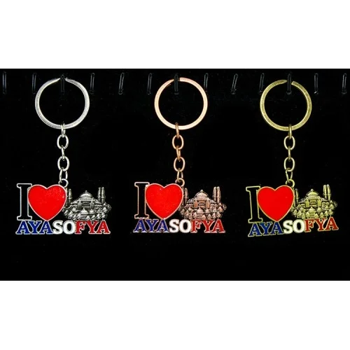 Mey İthalat® Metal Ayasofya Anahtarlık (I Love Ayasofya)