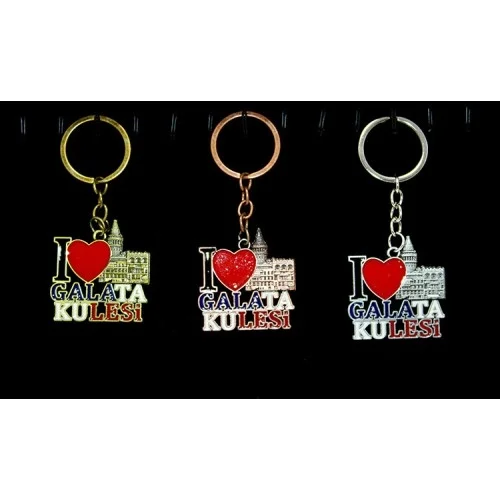 Mey İthalat® Metal Galata Kulesi Anahtarlık (I Love Galata Kulesi