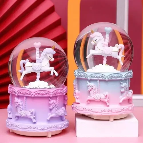 Mey İthalat® Mini Boy Işıklı Unicorn Kar Küresi
