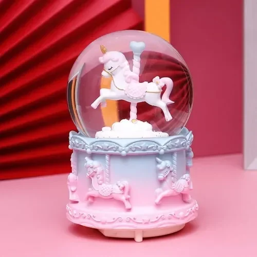 Mey İthalat® Mini Boy Işıklı Unicorn Kar Küresi