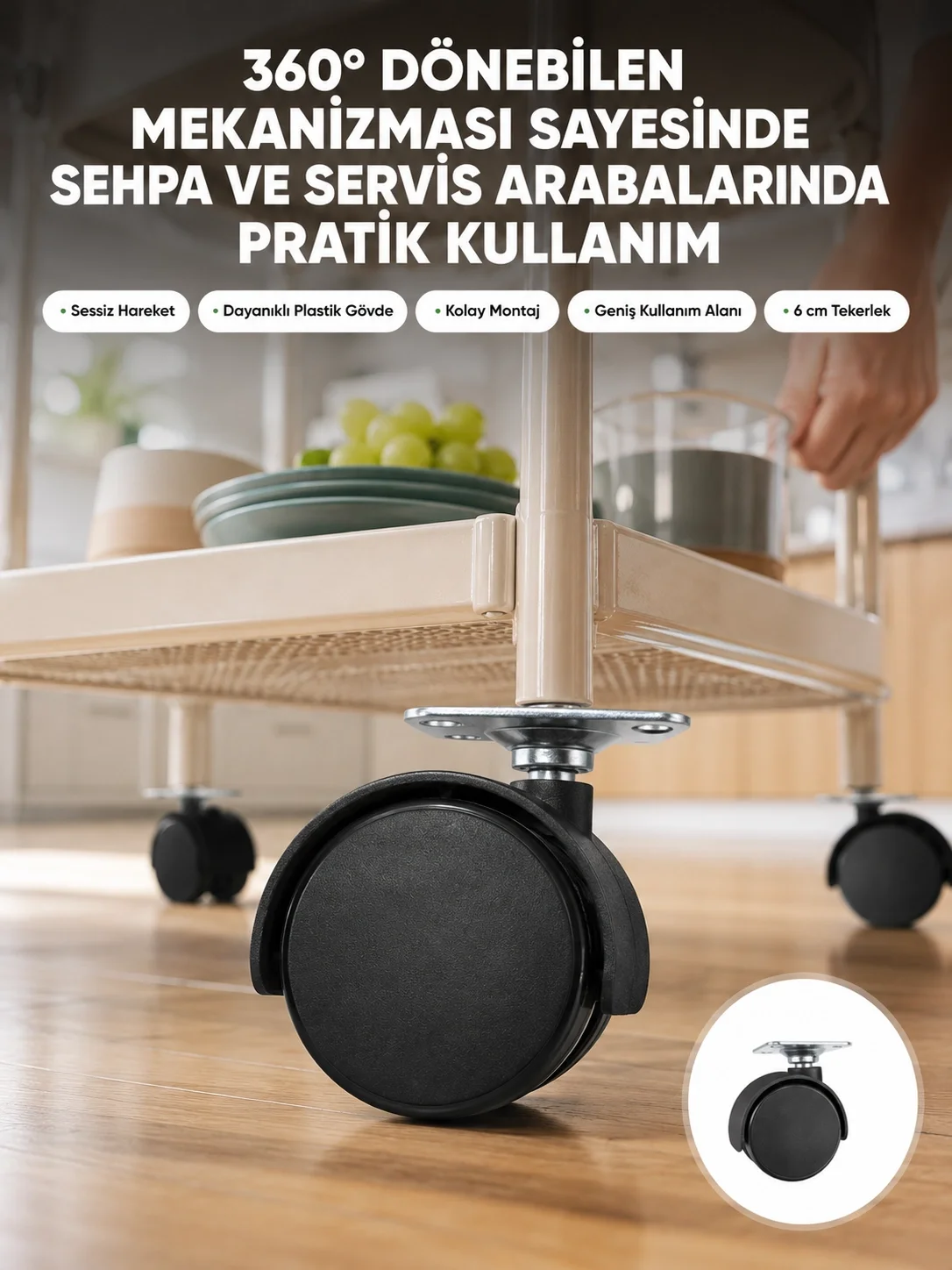 Mey İthalat® Mobilya Tekerleği 6 cm Kilitsiz Tekli Satış
