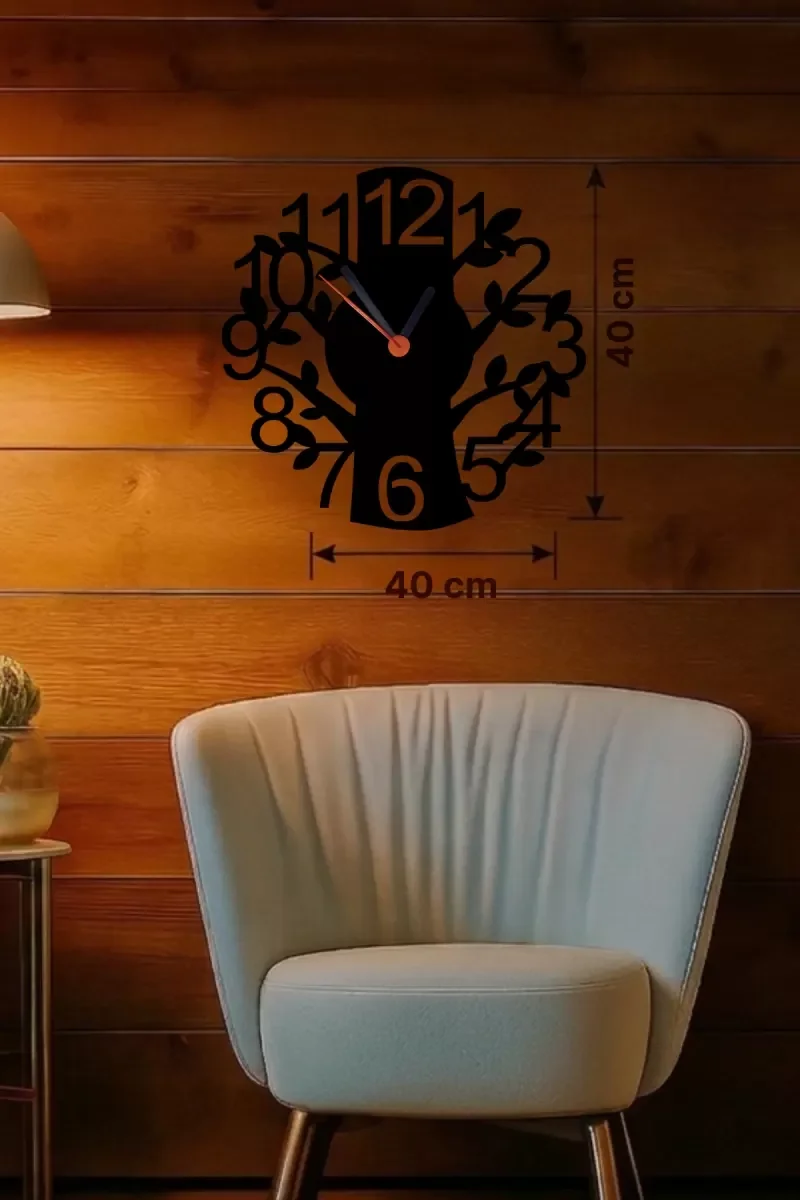 Mey İthalat® Modern Hayat Ağacı Tasarım Ahşap Duvar Saati - 40x40 Mey İthalat® Modern Hayat Ağacı Tasarım Ahşap Duvar Saati - 40x40