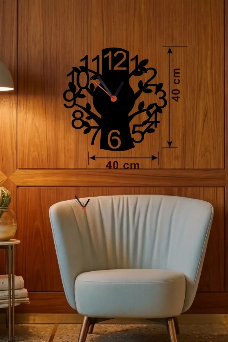 Mey İthalat® Modern Hayat Ağacı Tasarım Ahşap Duvar Saati - 40x40 Mey İthalat® Modern Hayat Ağacı Tasarım Ahşap Duvar Saati - 40x40