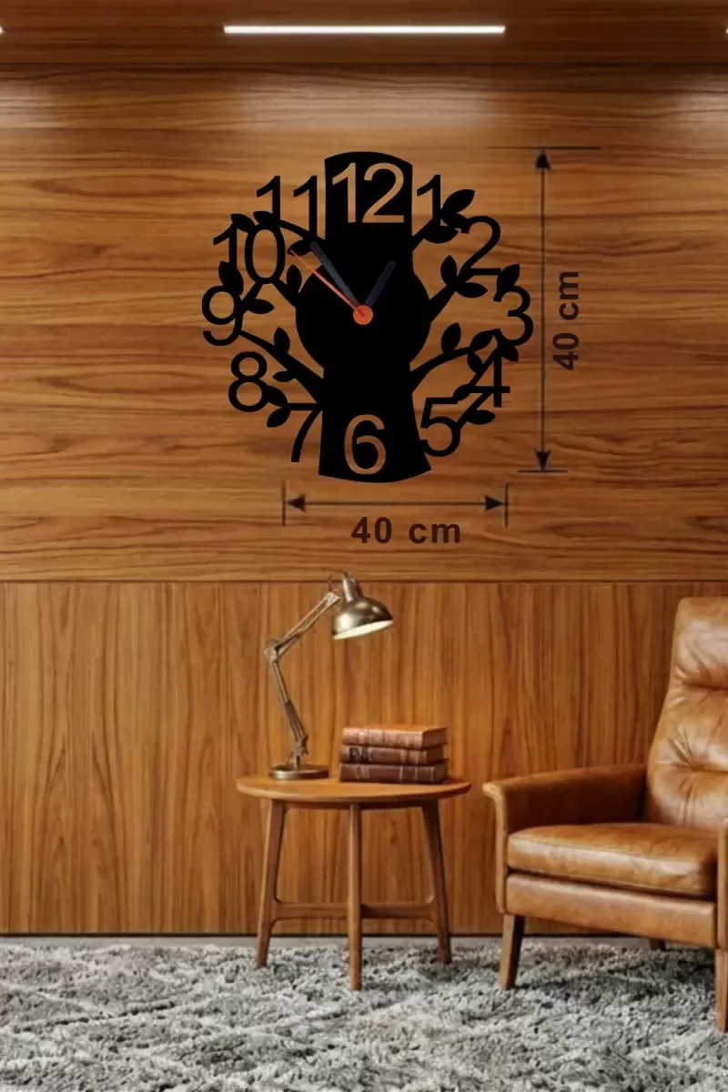 Mey İthalat® Modern Hayat Ağacı Tasarım Ahşap Duvar Saati - 40x40 Mey İthalat® Modern Hayat Ağacı Tasarım Ahşap Duvar Saati - 40x40
