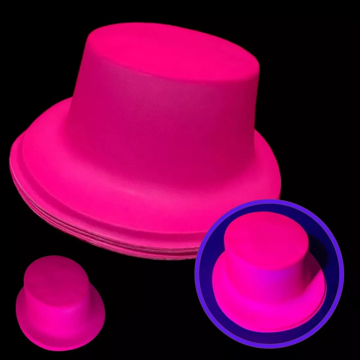 Mey İthalat® Neon Partisi Pembe Renk Plastik Fötr Şapka