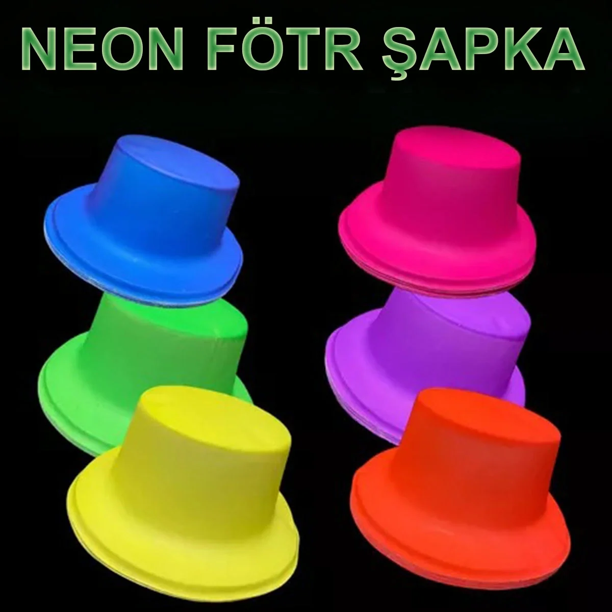 Mey İthalat® Neon Partisi Sarı Renk Plastik Fötr Şapka