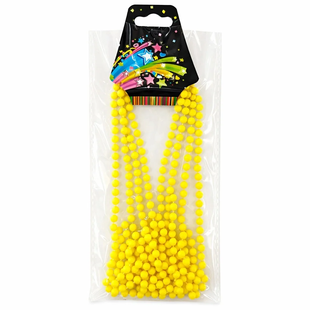 Mey İthalat® Neon Sarı Boncuk Kolye 80 cm – Retro 80’ler 90’lar P