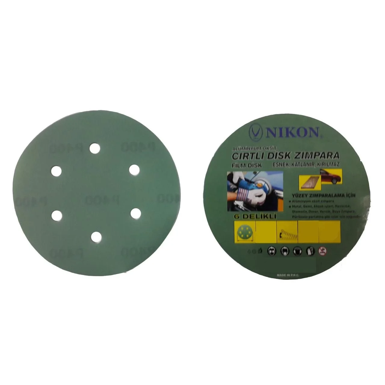 Mey İthalat® Nikon 52049 Kırılmaz Yeşil Cırt Zımpara 150X150 Kum 