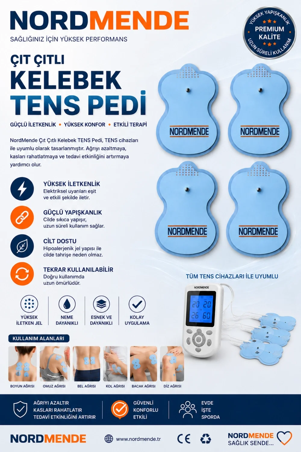 Mey İthalat® NRD 632 ve NRD 633 Model Tens Cihazlarına uyumlu Ten