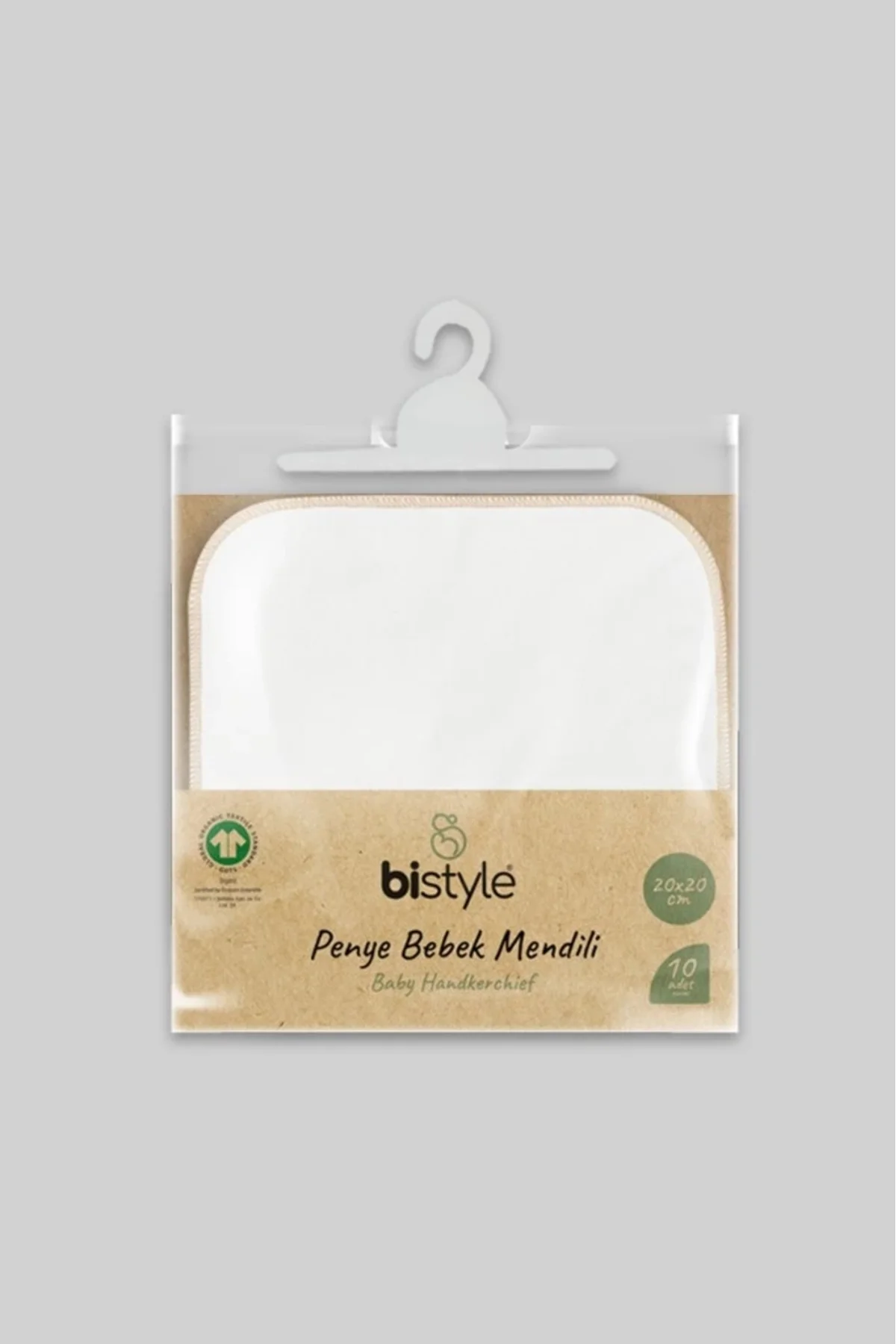 Mey İthalat® Organik 20x20 10'Lu Penye Mendil 90102 Ekru