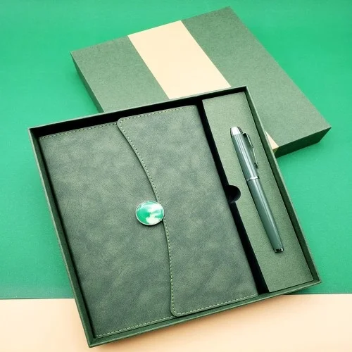 Mey İthalat® Özel Kutulu Deri Defter Ve Roller Kalem Seti