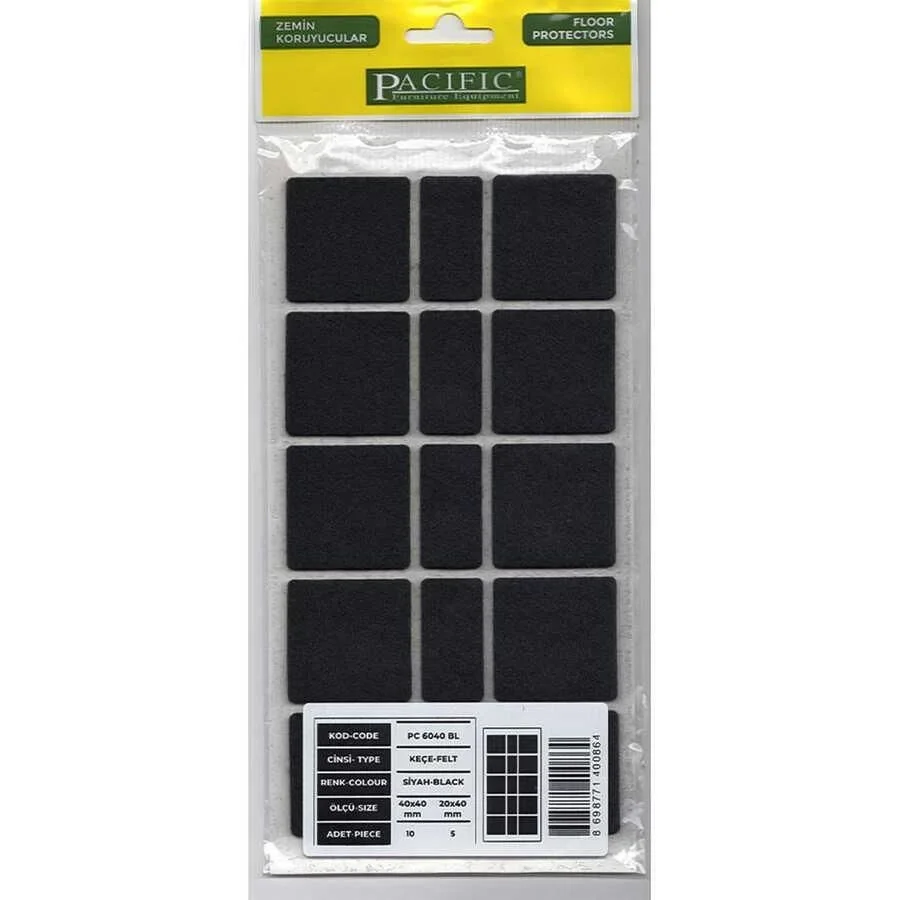 Mey İthalat® Pacific 6040 BL Yapışkanlı Keçe 40 mm X 40 mm Siyah Mey İthalat® Pacific 6040 BL Yapışkanlı Keçe 40 mm X 40 mm Siyah