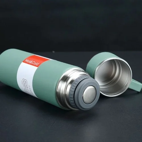 Mey İthalat® Paslanmaz Çelik Bardaklı Termos Seti 500 ML