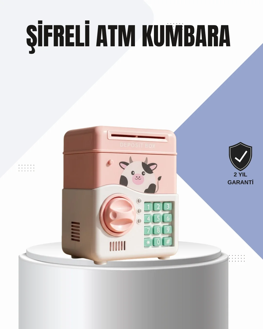 Mey İthalat® Pembe Elektronik Şifreli Otomatik Para Çeken ATM Kum