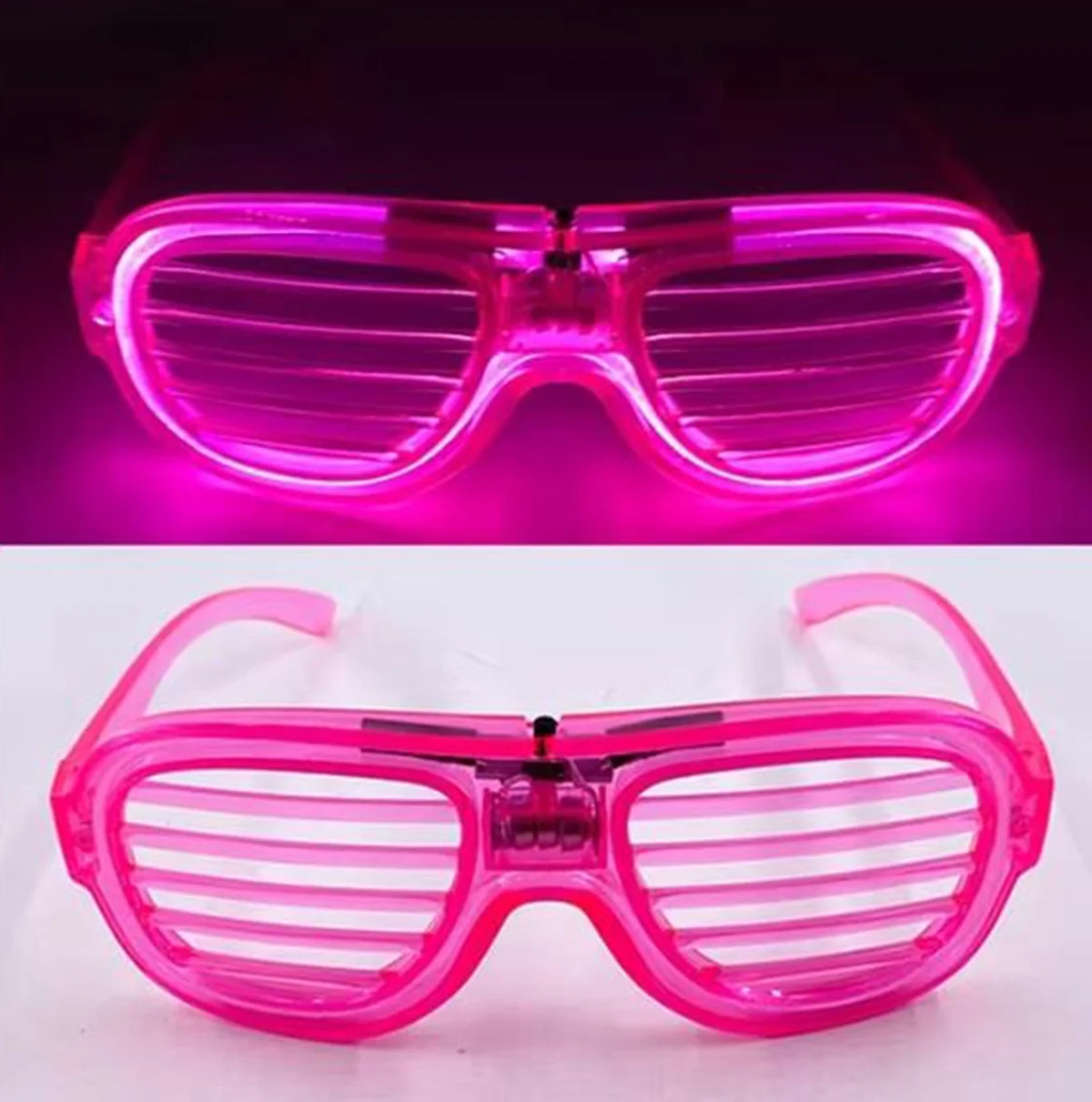 Mey İthalat® Pembe Led Işıklı Parti Gözlüğü - Neon Glow Şerit Göz