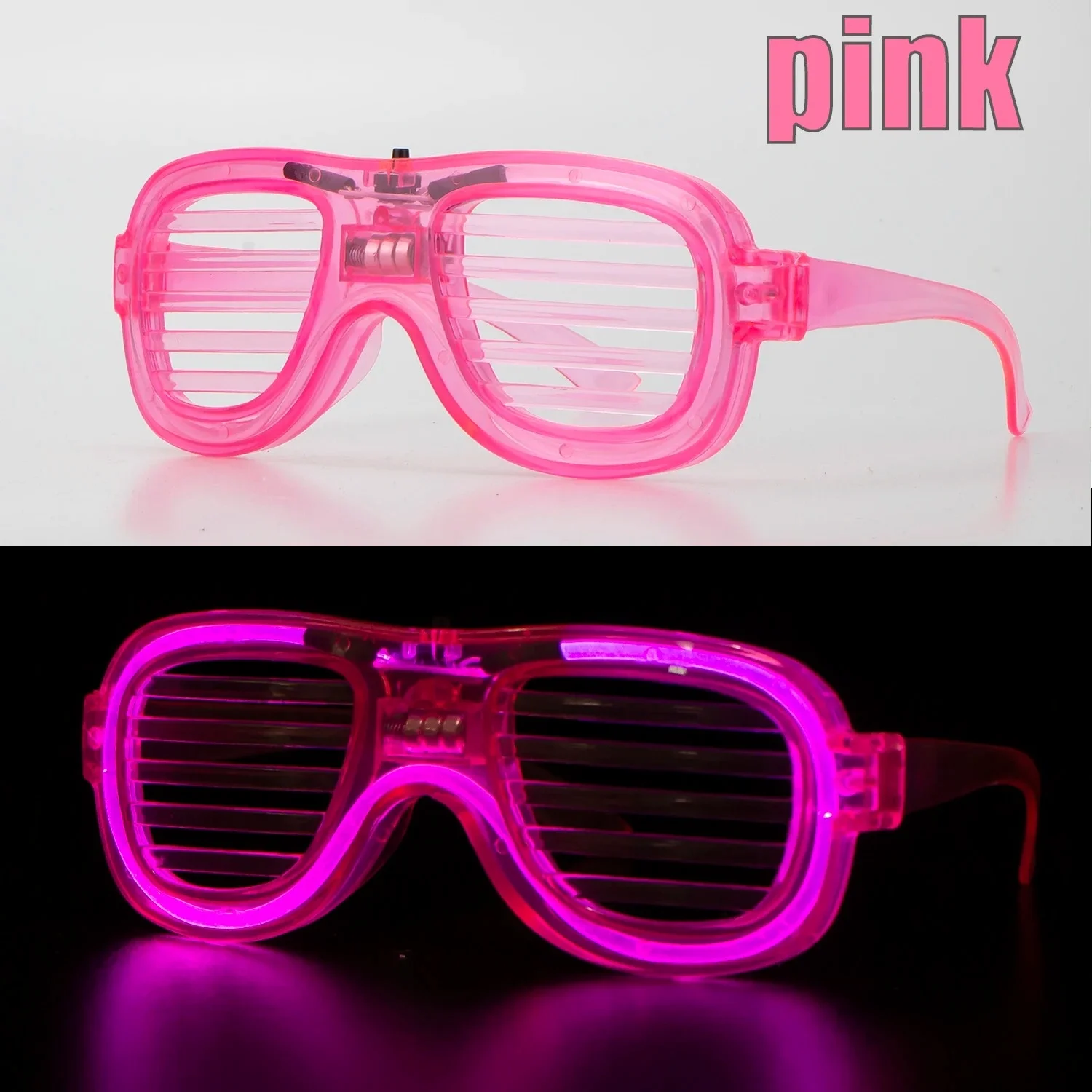 Mey İthalat® Pembe Led Işıklı Parti Gözlüğü - Neon Glow Şerit Göz