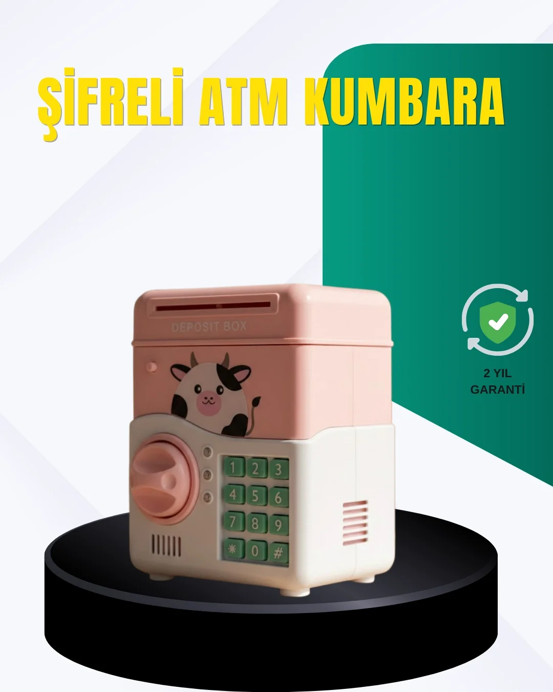 Mey İthalat® Pembe Şifreli Eğitici ATM Kasa Çocuk Kumbarası