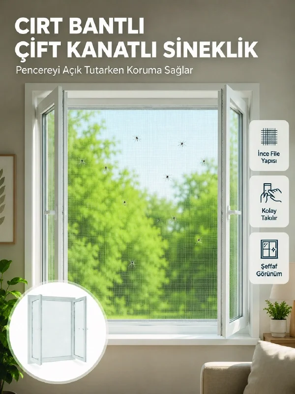 Mey İthalat® Pencere ve Balkon İçin Çift Kanatlı Sinek Koruma Sin Fiyatı, Yorumları ve Özellikleri