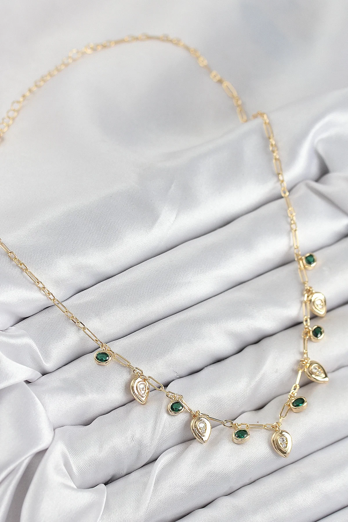 Mey İthalat® Pirinç Zirkon Taşlı Sallantılı Damla Model Gold Renk