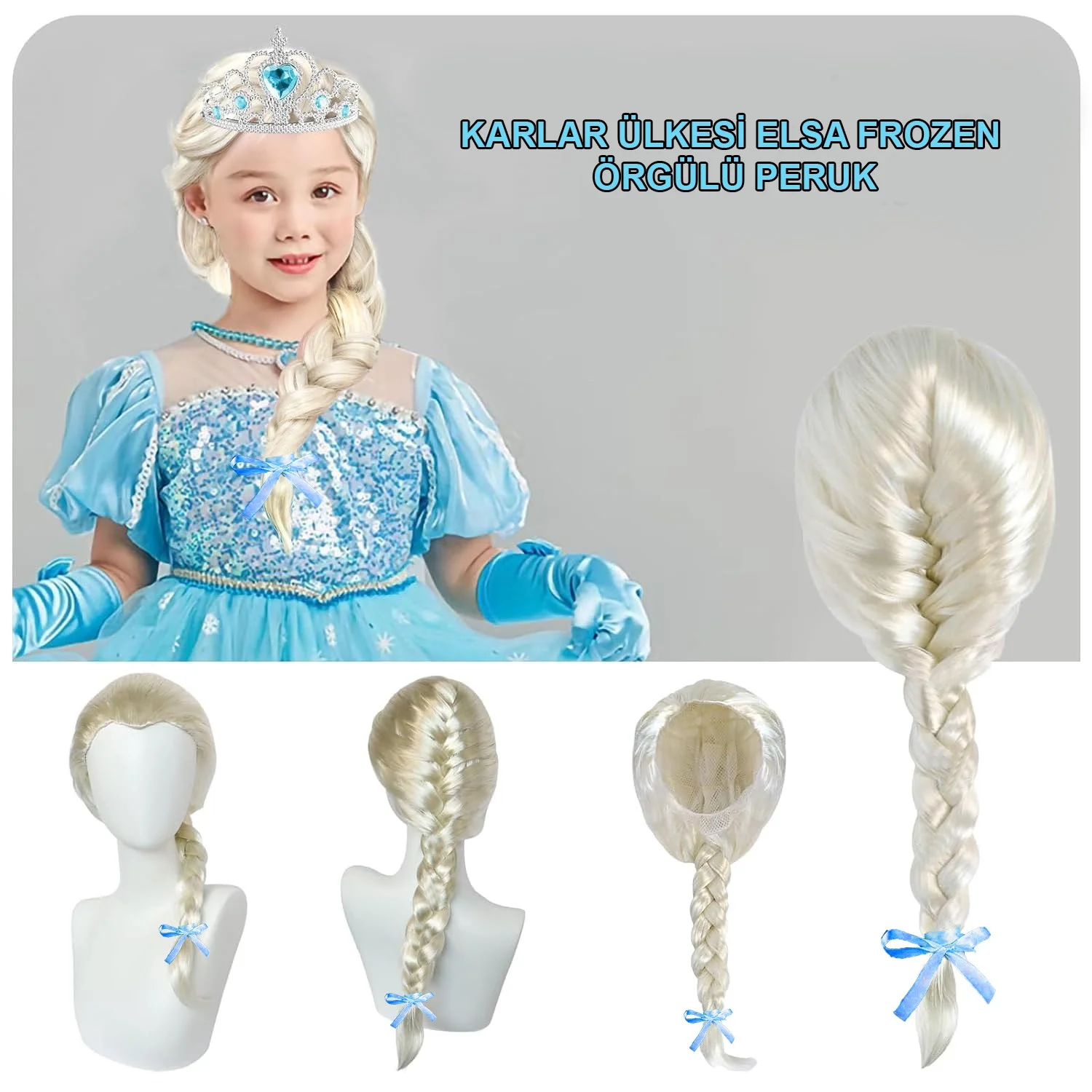 Mey İthalat® Platin Altın Dore Renk Karlar Ülkesi Elsa Frozen Per