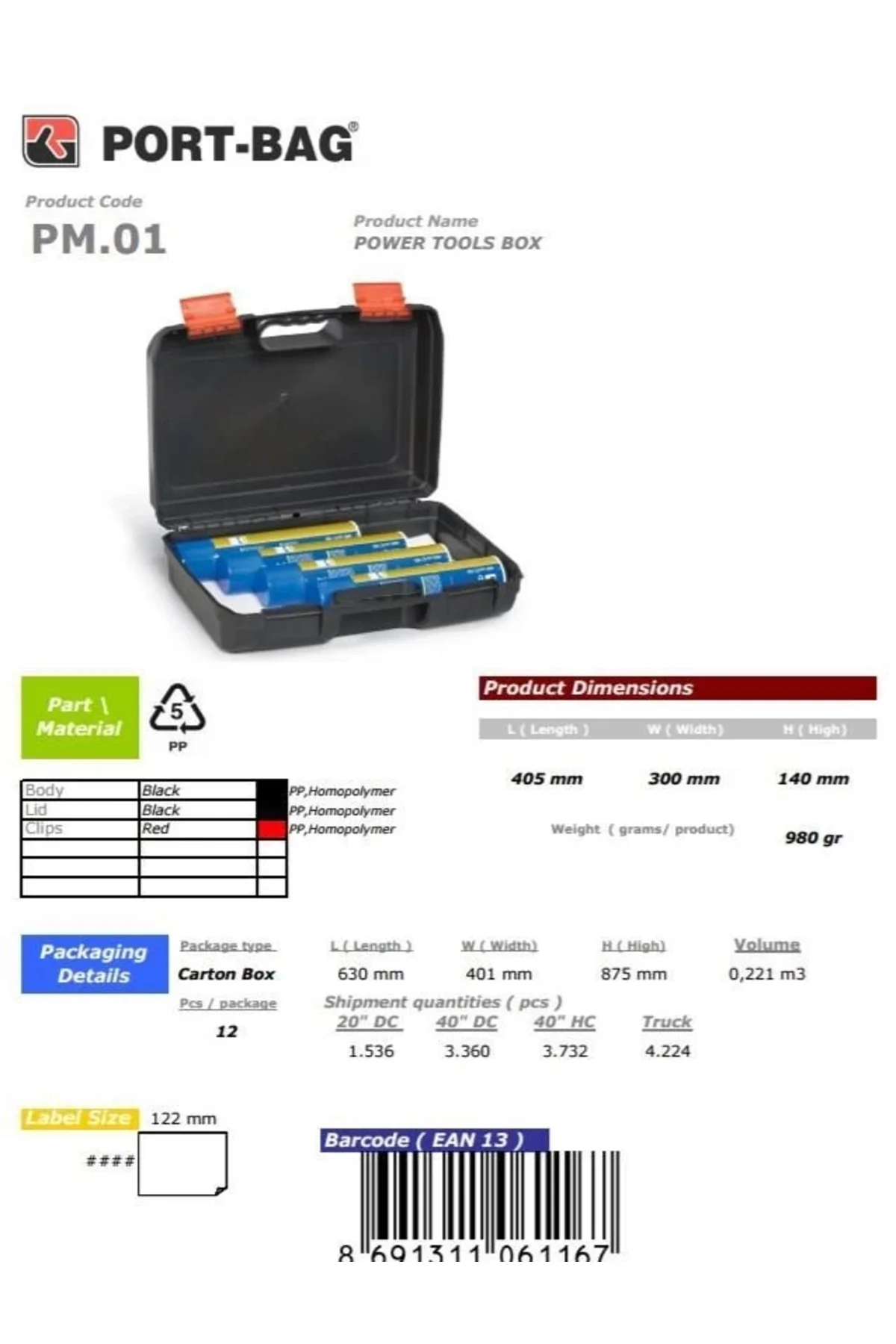 Mey İthalat® PortBag PM01 Matkap Çantası