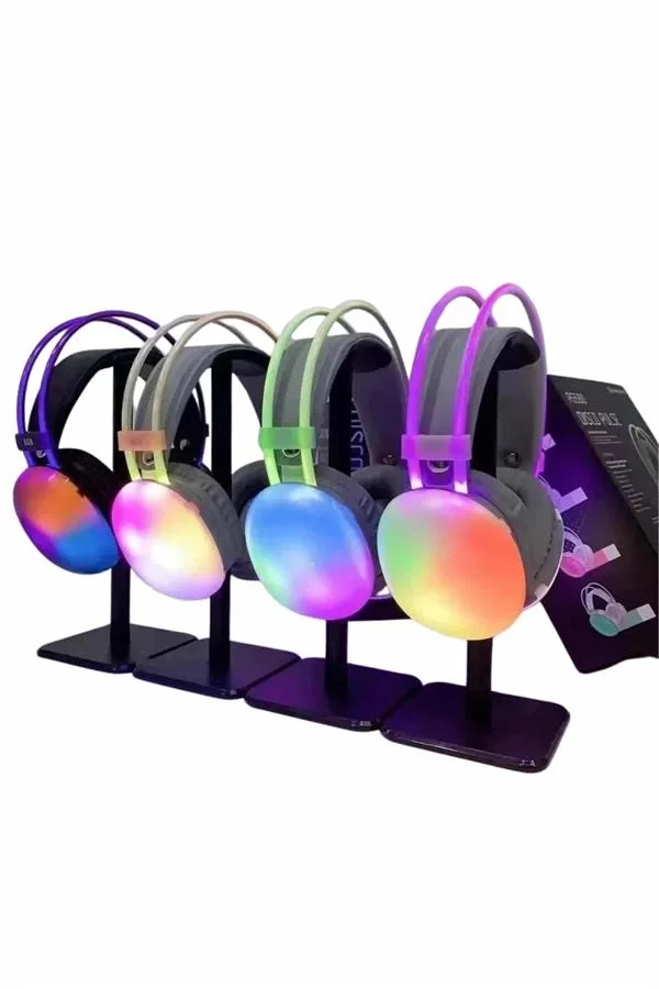 Mey İthalat® RGB Işıklı Yüksek Ses Kaliteli Kablosuz Kulak Üstü B