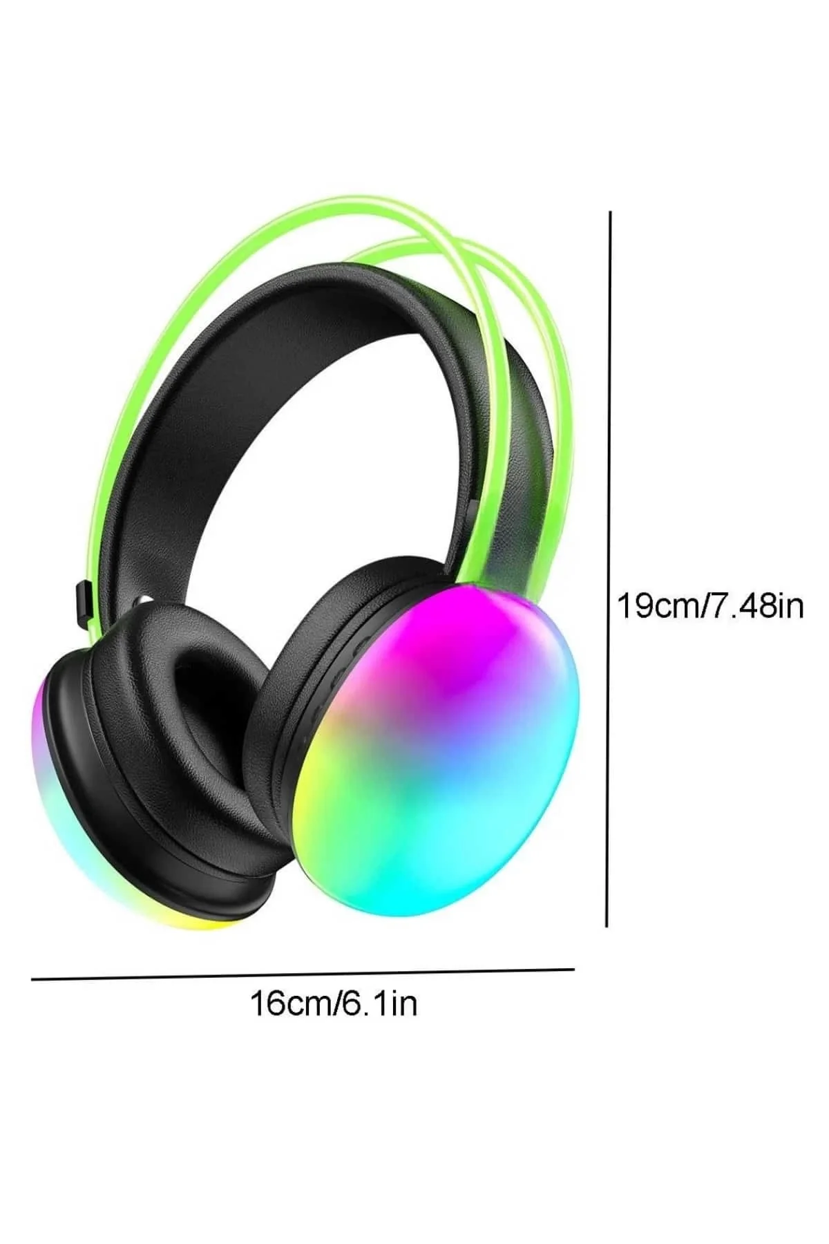 Mey İthalat® RGB Işıklı Yüksek Ses Kaliteli Kablosuz Kulak Üstü B