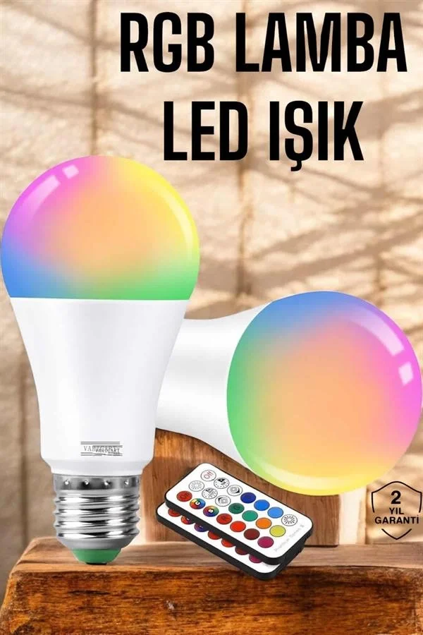 Mey İthalat® RGB Led Lamba Led Işık Ampul Renk Değiştirebilen 100