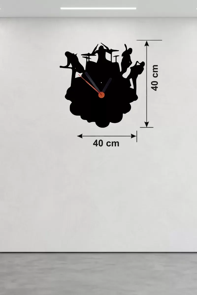 Mey İthalat® Rock Band ve Müzik Temalı Ahşap Duvar Saati - 40x40 Mey İthalat® Rock Band ve Müzik Temalı Ahşap Duvar Saati - 40x40