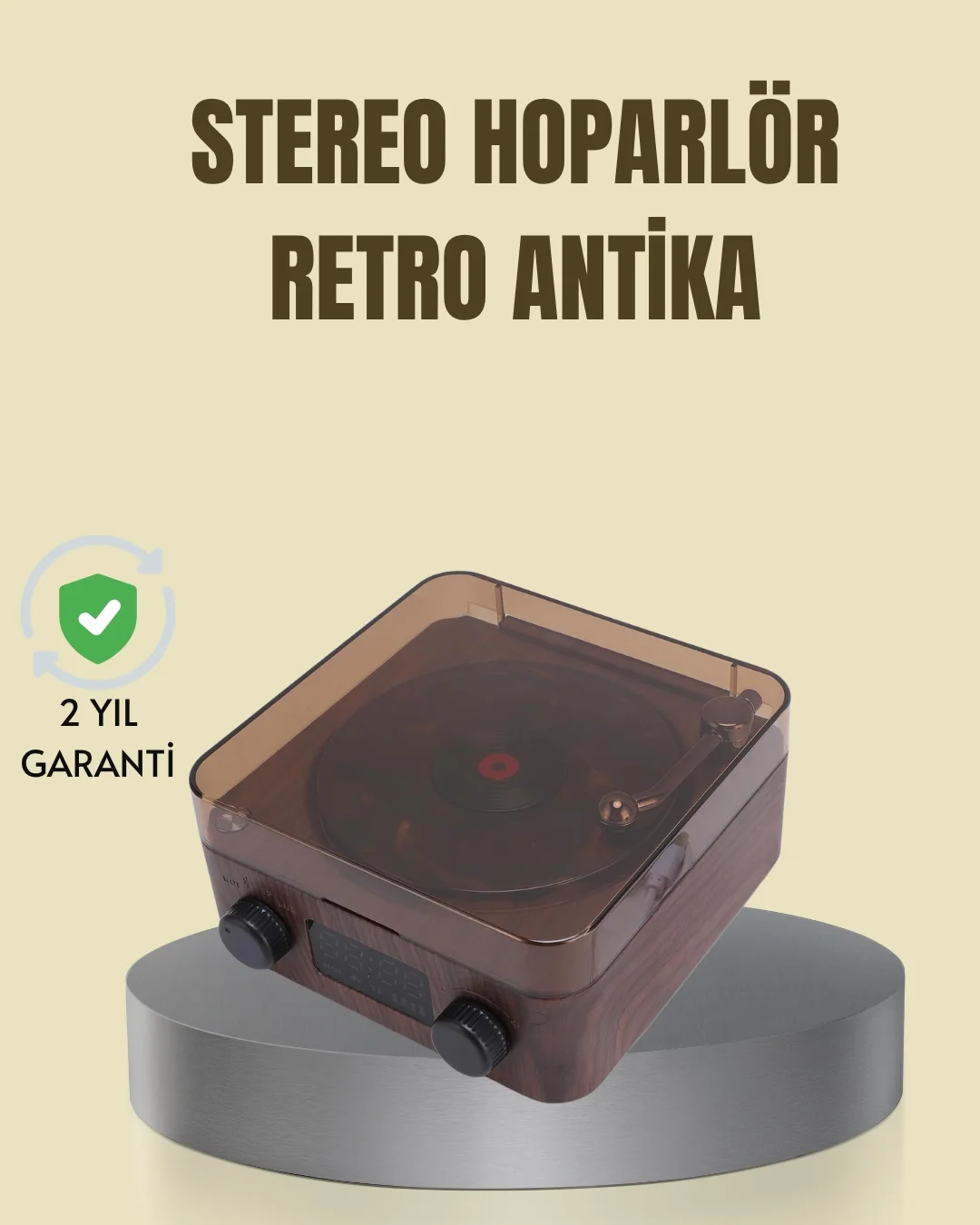 Mey İthalat® Saatli Gece Işıklı Hoparlör – Modern ve Vintage Tasa