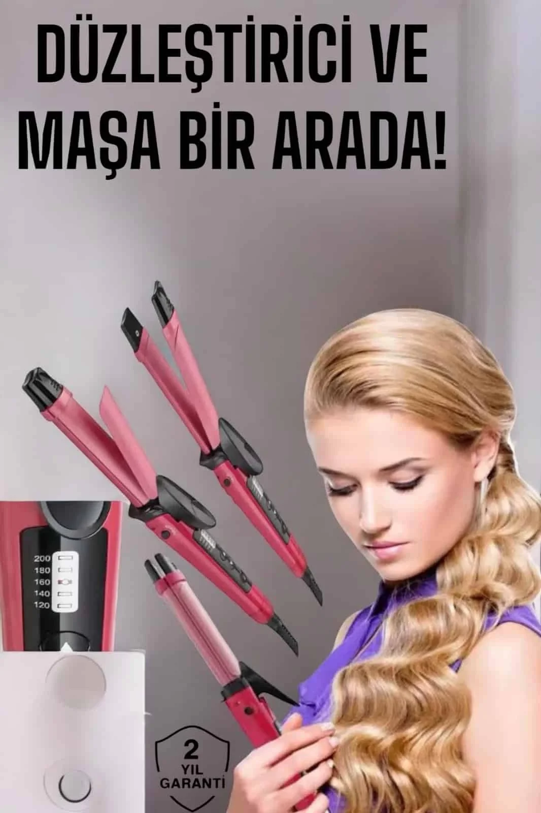Mey İthalat® Saç Şekillendirici Düzleştirici Ve Maşa Isı Ayarlı