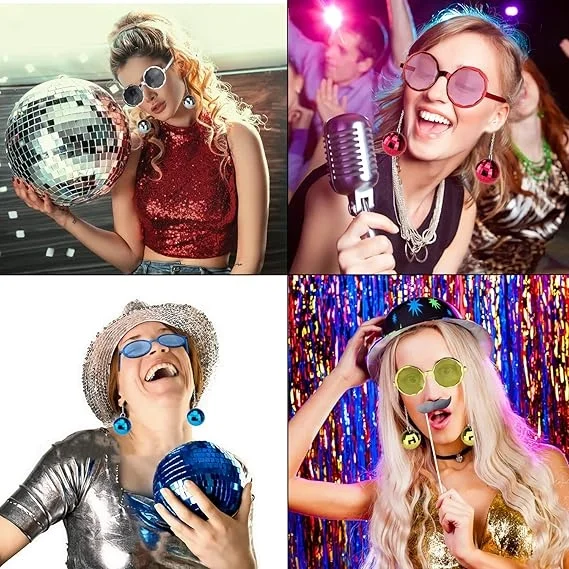 Mey İthalat® Sallanan Disko Top Küpeli Gözlük Retro Hawaii 5 Renk