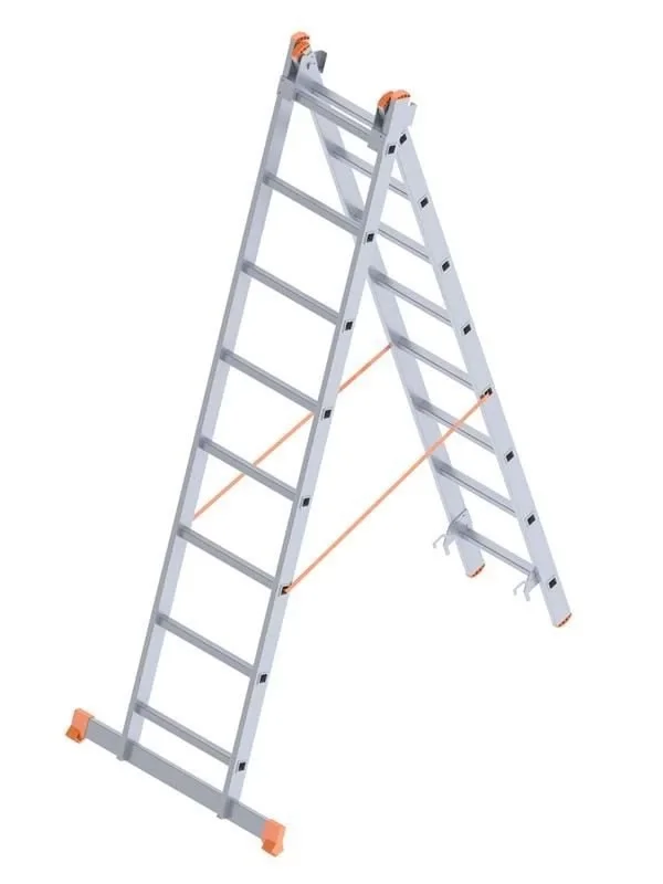 Mey İthalat® Saraylı 2X9 A Tipi Sürgülü Merdiven 4,94 Metre