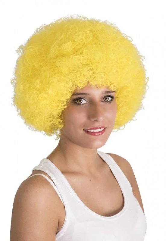 Mey İthalat® Sarı Renk Kıvırcık Afro Bonus Peruk