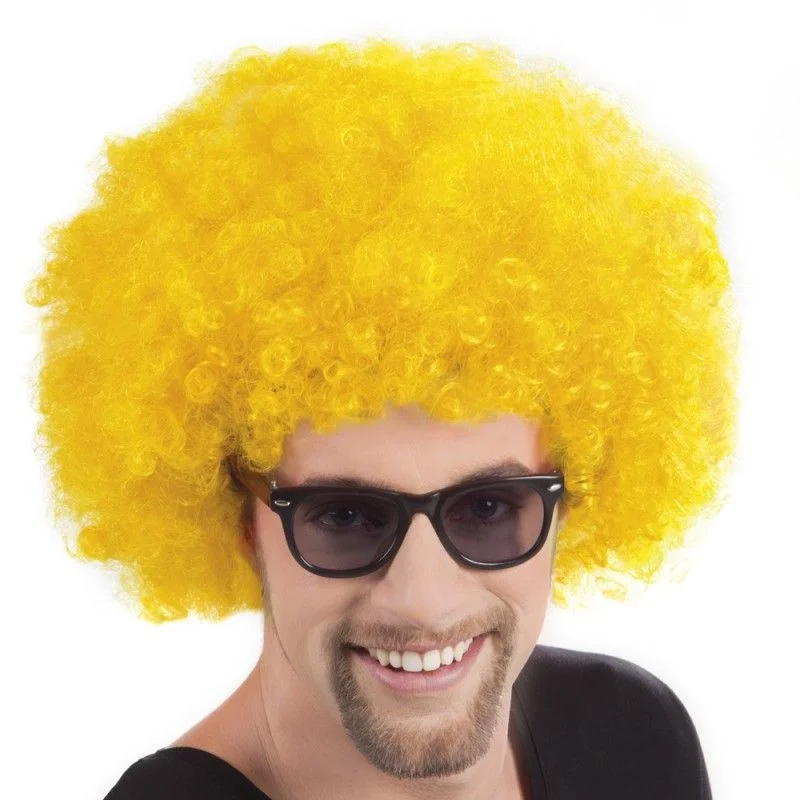 Mey İthalat® Sarı Renk Kıvırcık Afro Bonus Peruk