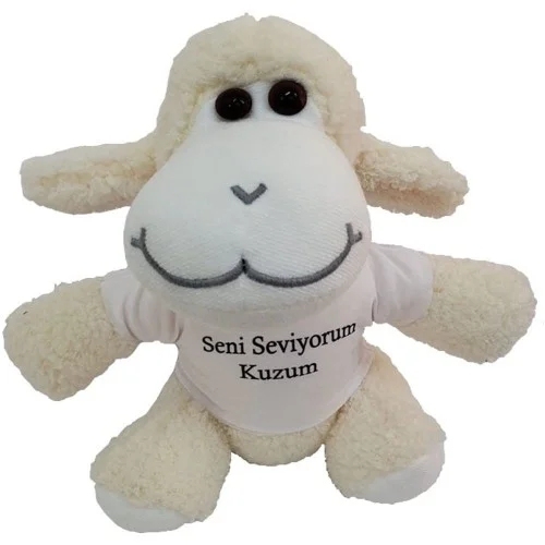 Mey İthalat®  Seni Seviyorum Kuzum Tişörtlü Peluş Kuzu