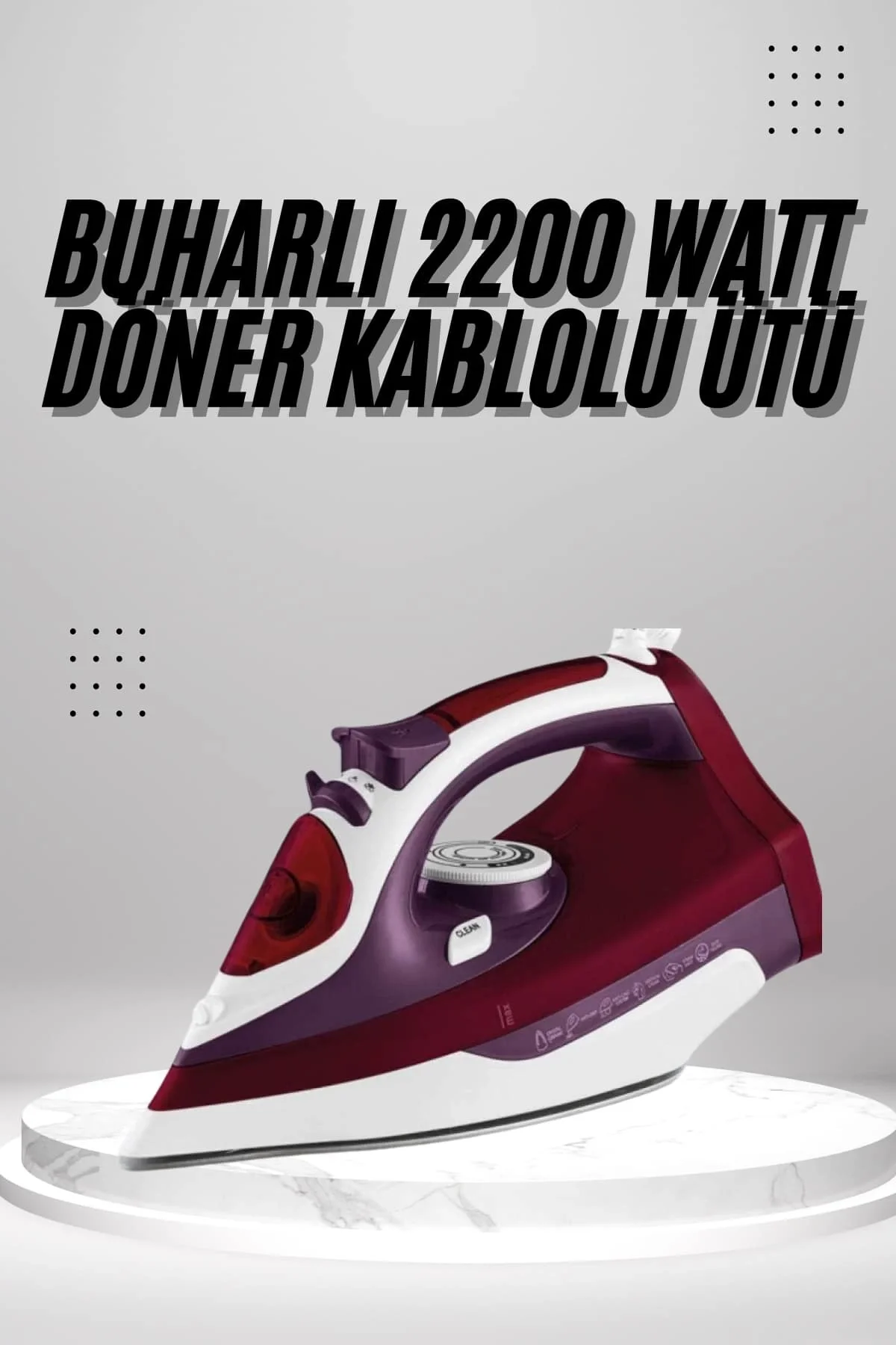 Mey İthalat® Seramik Tabanlı Kırmızı 2200 Watt Şok Buharlı Ütü