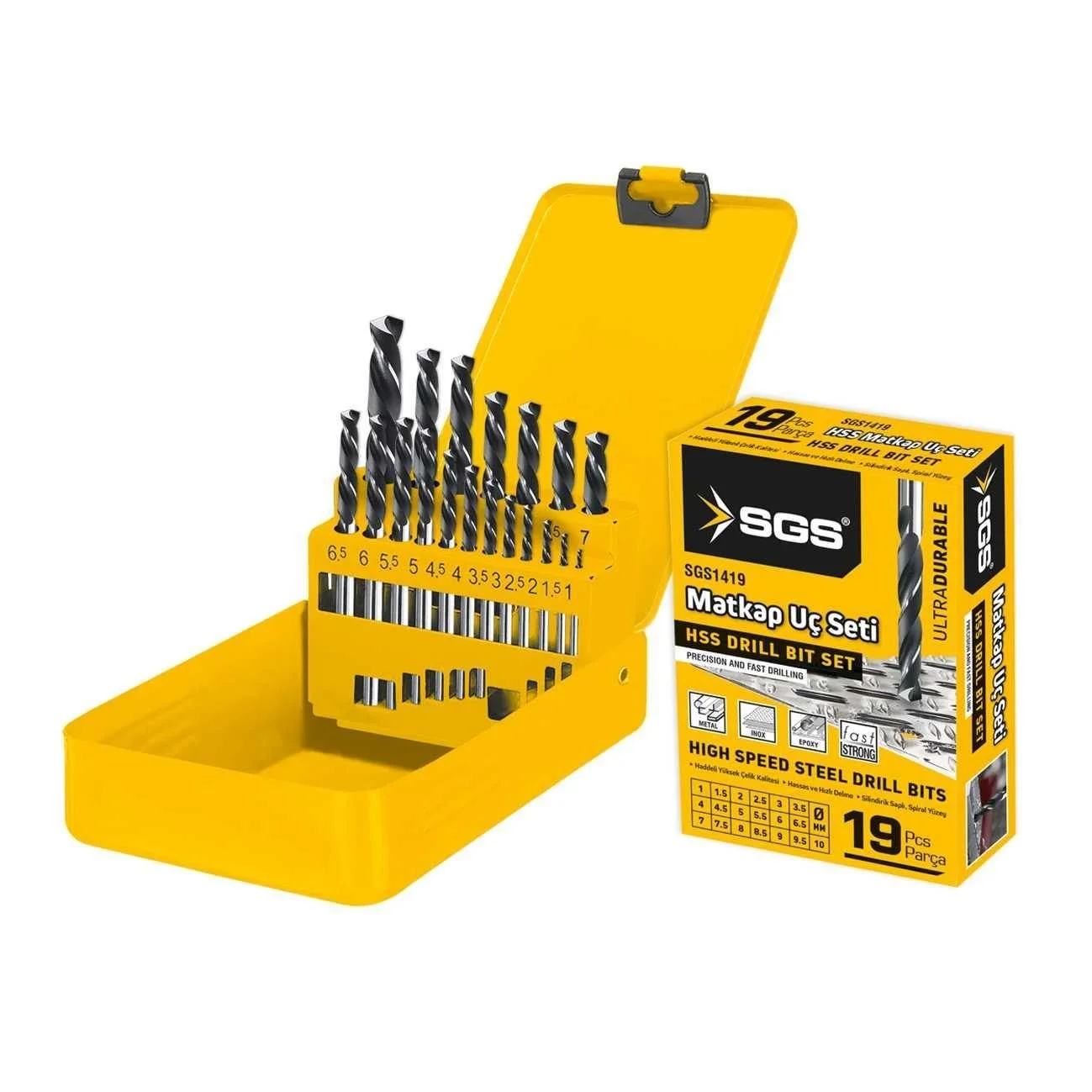 Mey İthalat® SGS 1419 Hss Matkap Ucu Seti 19 Parça Mey İthalat® SGS 1419 Hss Matkap Ucu Seti 19 Parça