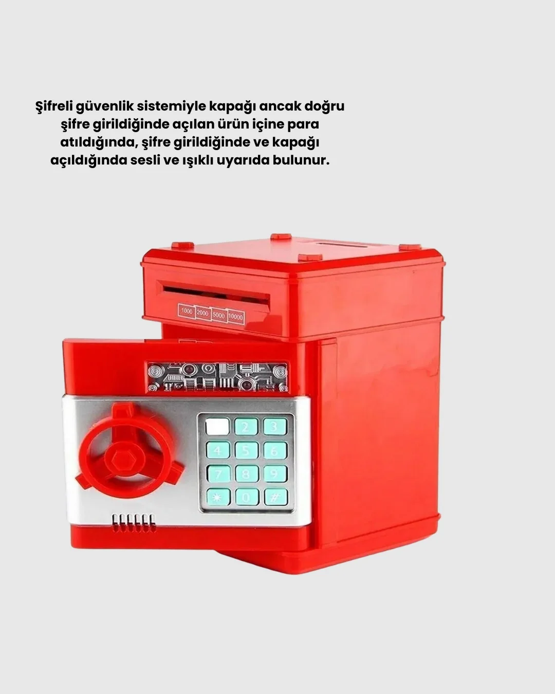 Mey İthalat® Şifreli Kırmızı ATM Tasarımlı Çelik Kasa Görünümlü K