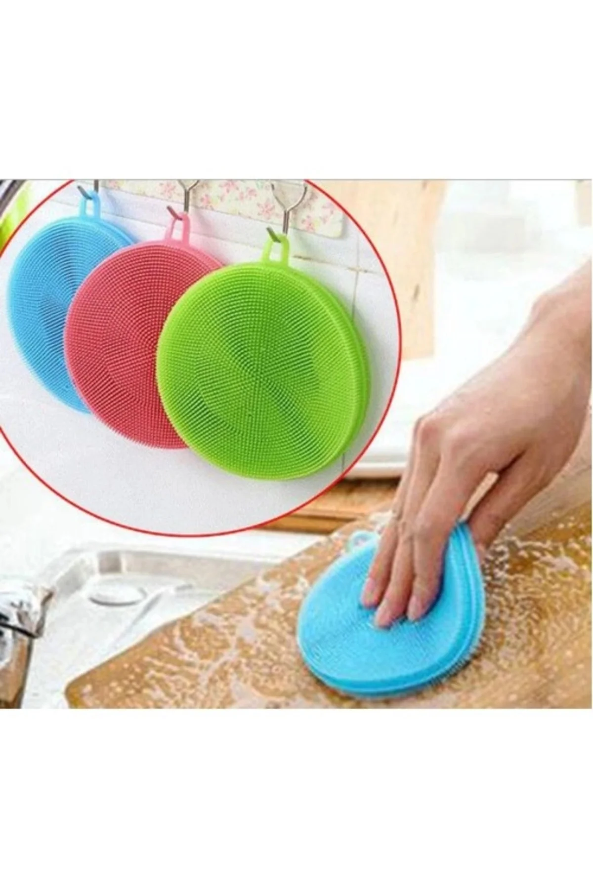 Mey İthalat® Silikon Bulaşık Yıkama Fırçası Tükenmeyen (2 Adet)