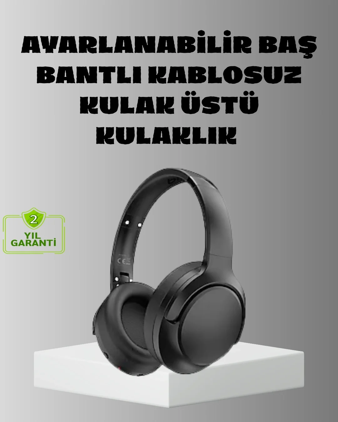 Mey İthalat® Siyah Kablosuz Bluetooth Kulaklık 300 mAh Hızlı Şarj