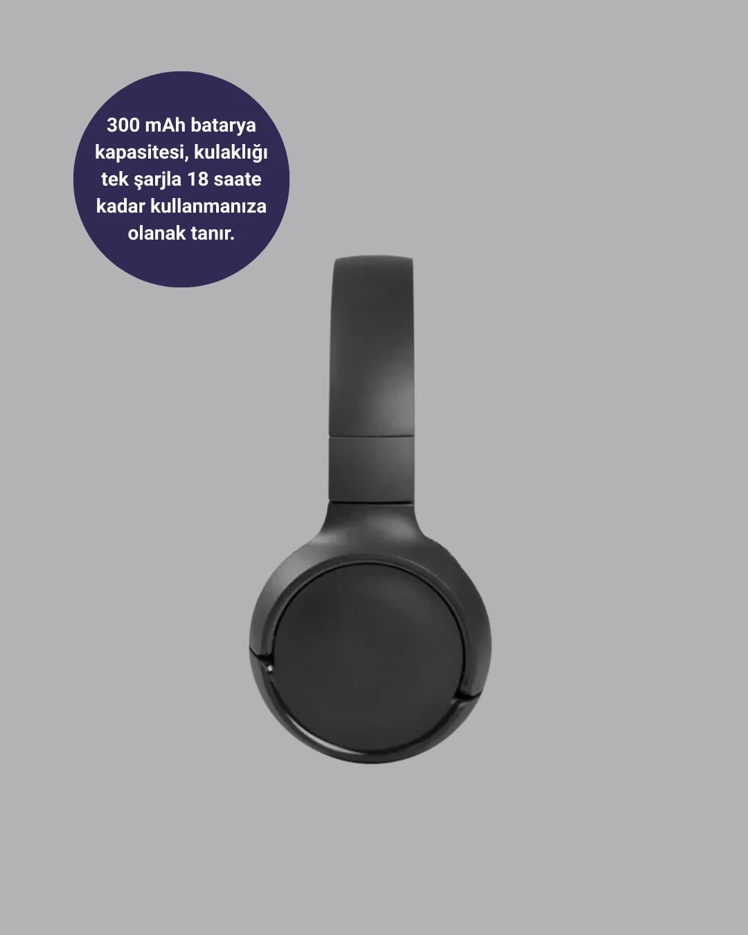 Mey İthalat® Siyah Kablosuz Bluetooth Kulaklık 300 mAh Hızlı Şarj