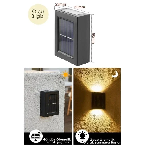 Mey İthalat® Solar Aplik Çift Taraflı Lamba
