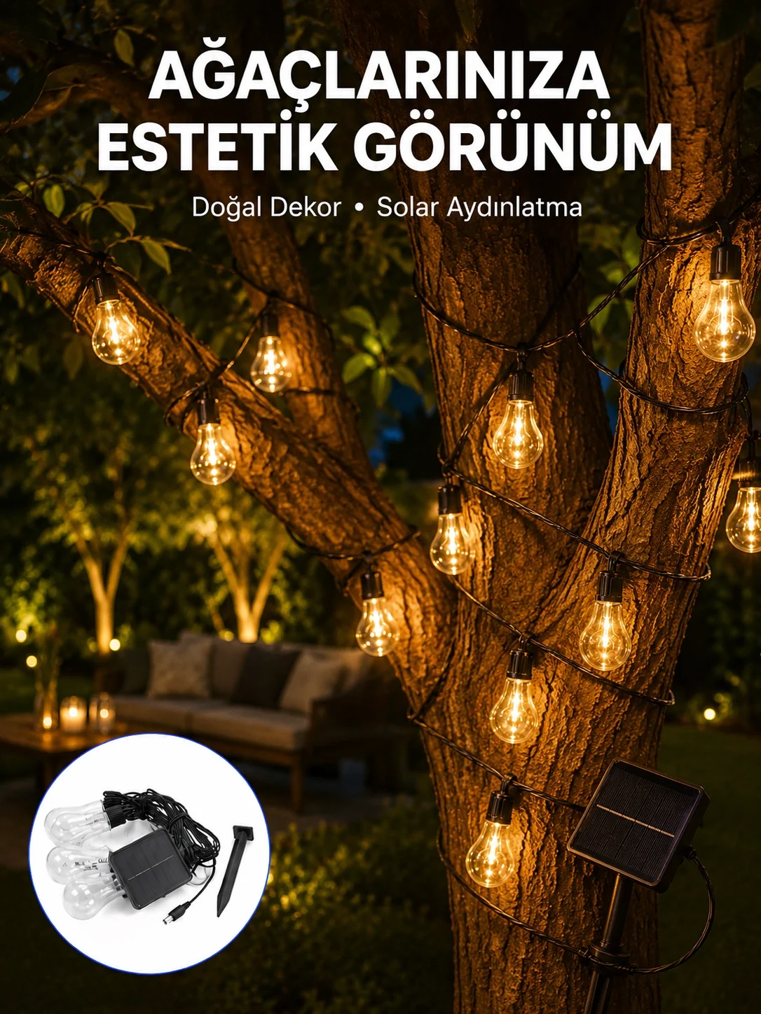 Mey İthalat® Solar Dekoratif LED Ampul Işık Bahçe Çit Balkon ve V