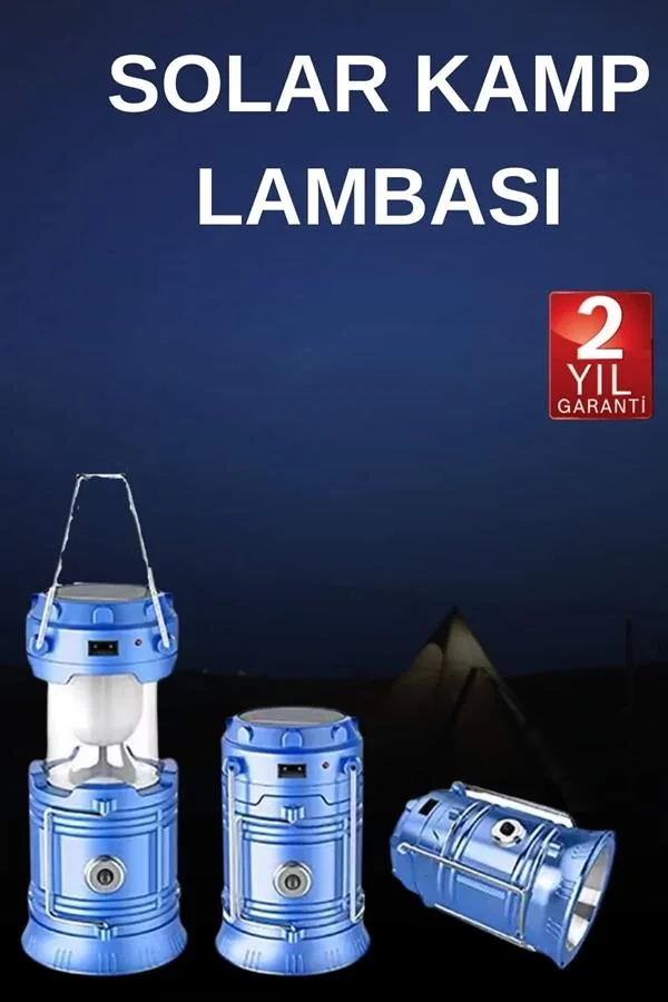 Mey İthalat® Solar Şarjlı Kamp Lambası Güneş Enerjili Kızaklı Kam