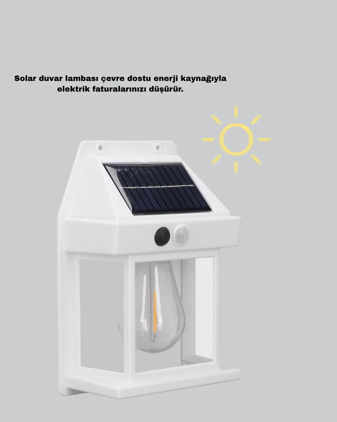 Mey İthalat® Solar Sensörlü Dış Mekan Lamba 3 Işık Modlu ve IP65 