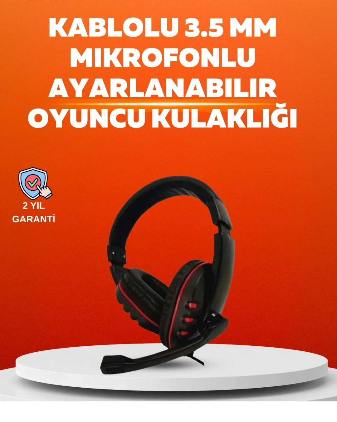 Mey İthalat® Stereo KırmızıKulaklığı Yumuşak Pedli Mikrofonlu