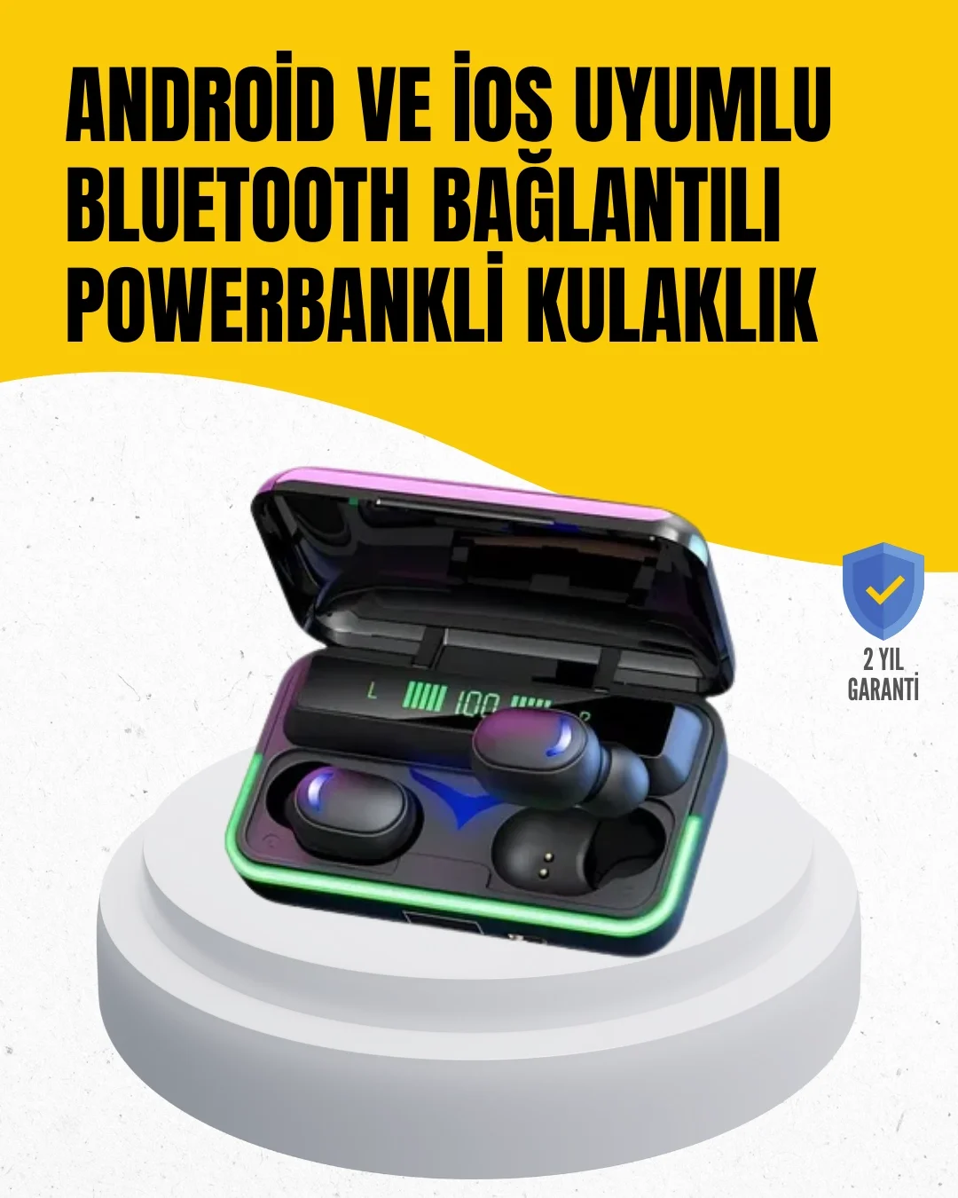 Mey İthalat® Su Geçirmez E10 Bluetooth Kulaklık Powerbank ve Gürü