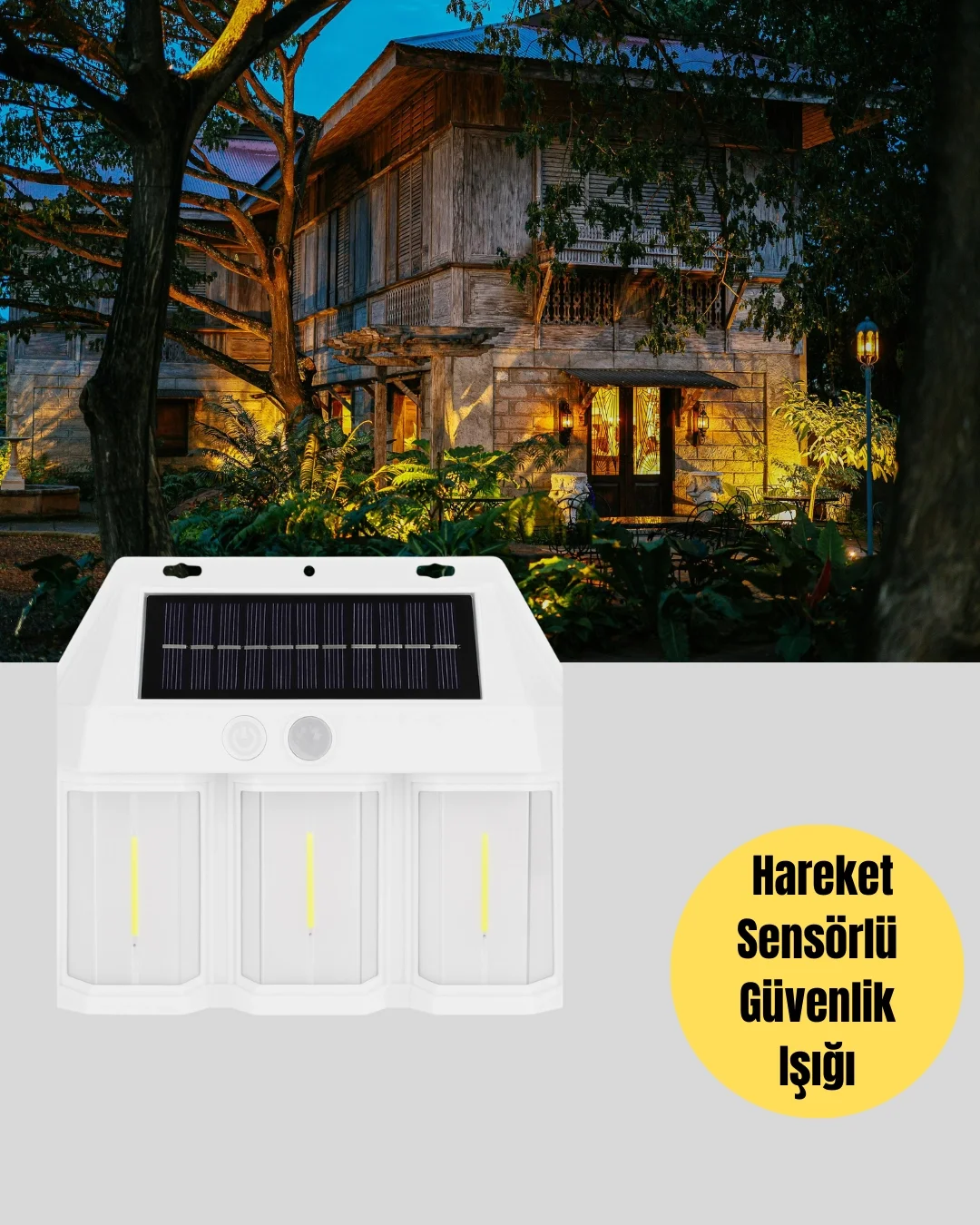 Mey İthalat® Suya Dayanıklı Solar Duvar Lambası – Akıllı Gece Sen
